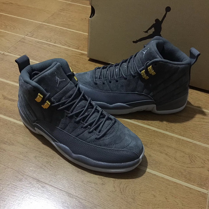 Authentic Air Jordan 12 Grey Suede